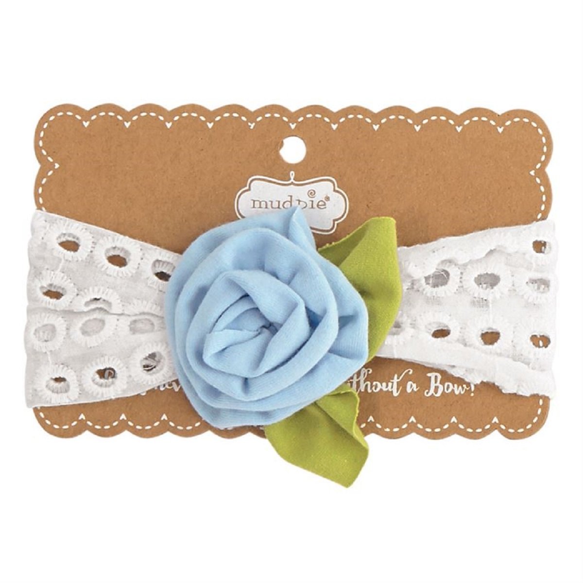 Mud Pie Eyelet Rose Headbands for Girls - Blue Floral Hair Accessories for Parties, Weddings & Everyday Wear