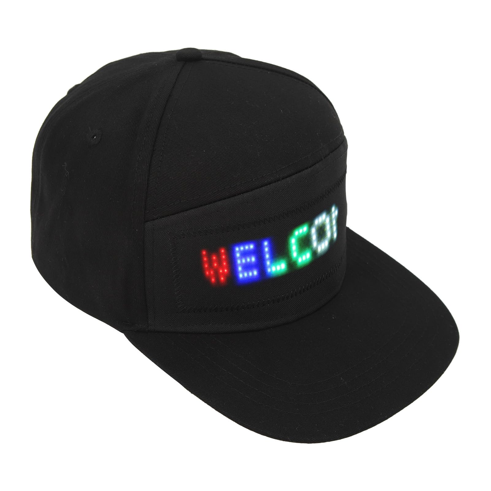 Adjustable Black LED Smart Hat for Carnival & Parties - Stylish Light-Up Hat for Night Events, Raves, and Festivals