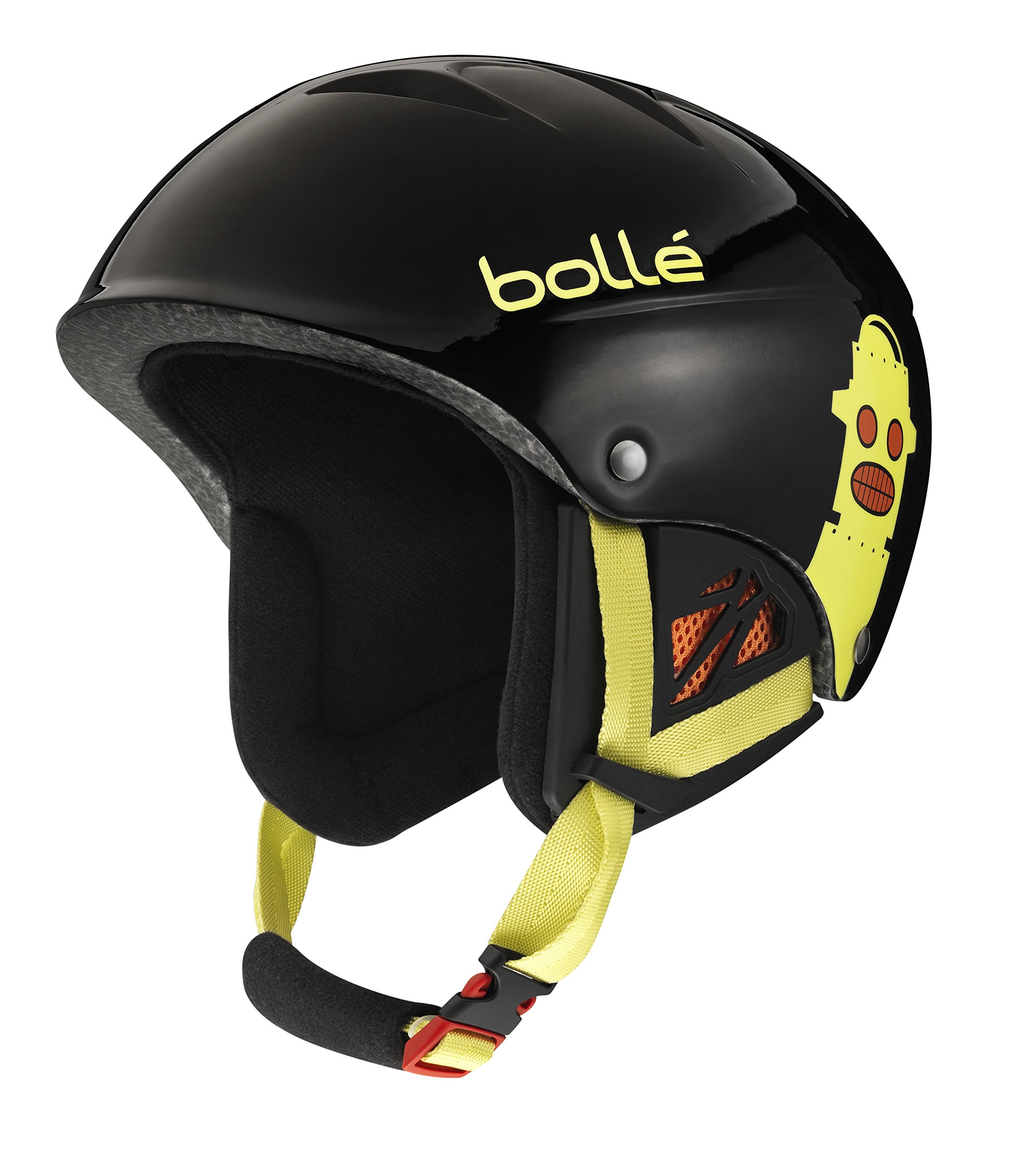 Bolle B-Kid Ski Helmet for Kids - Shiny Black Robots Design, Adjustable 49-53cm - Perfect for Winter Sports & Snowboarding Safety Gear