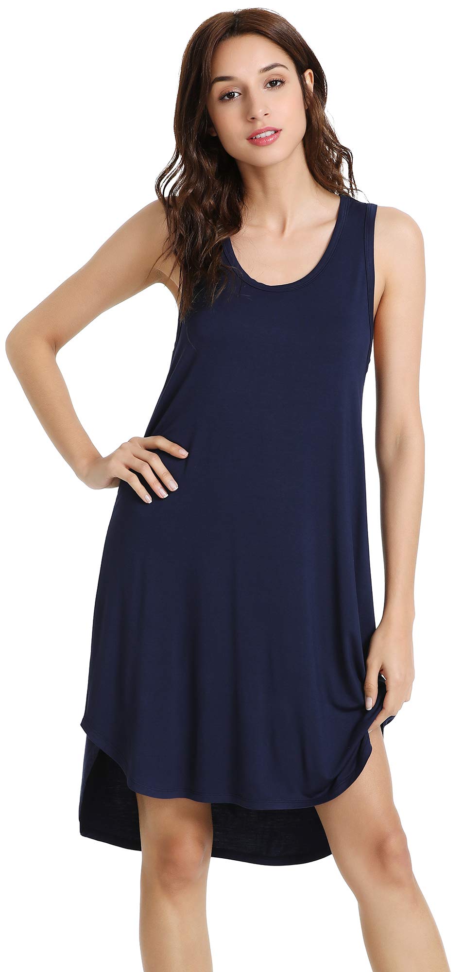 WiWi Women's Bamboo Sleeveless Nightgown - Soft Tank Sleep Shirt & Pajama Dress - Plus Size S-4X - Perfect for Summer Nights, Lounge Wear & Comfortable Sleep