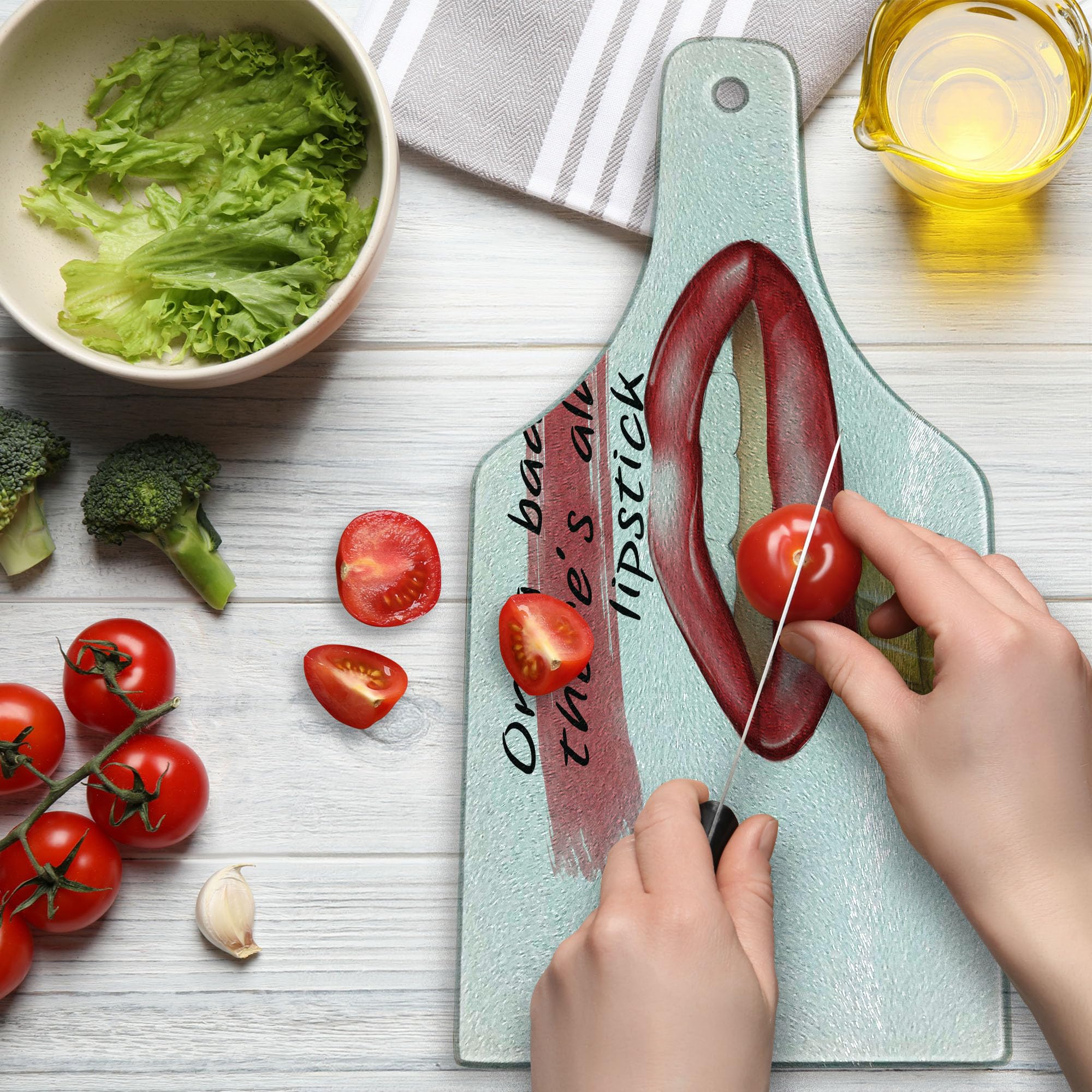 Ambesonne Fashion Wine Bottle Shaped Tempered Glass Cutting Board - Inspirational 