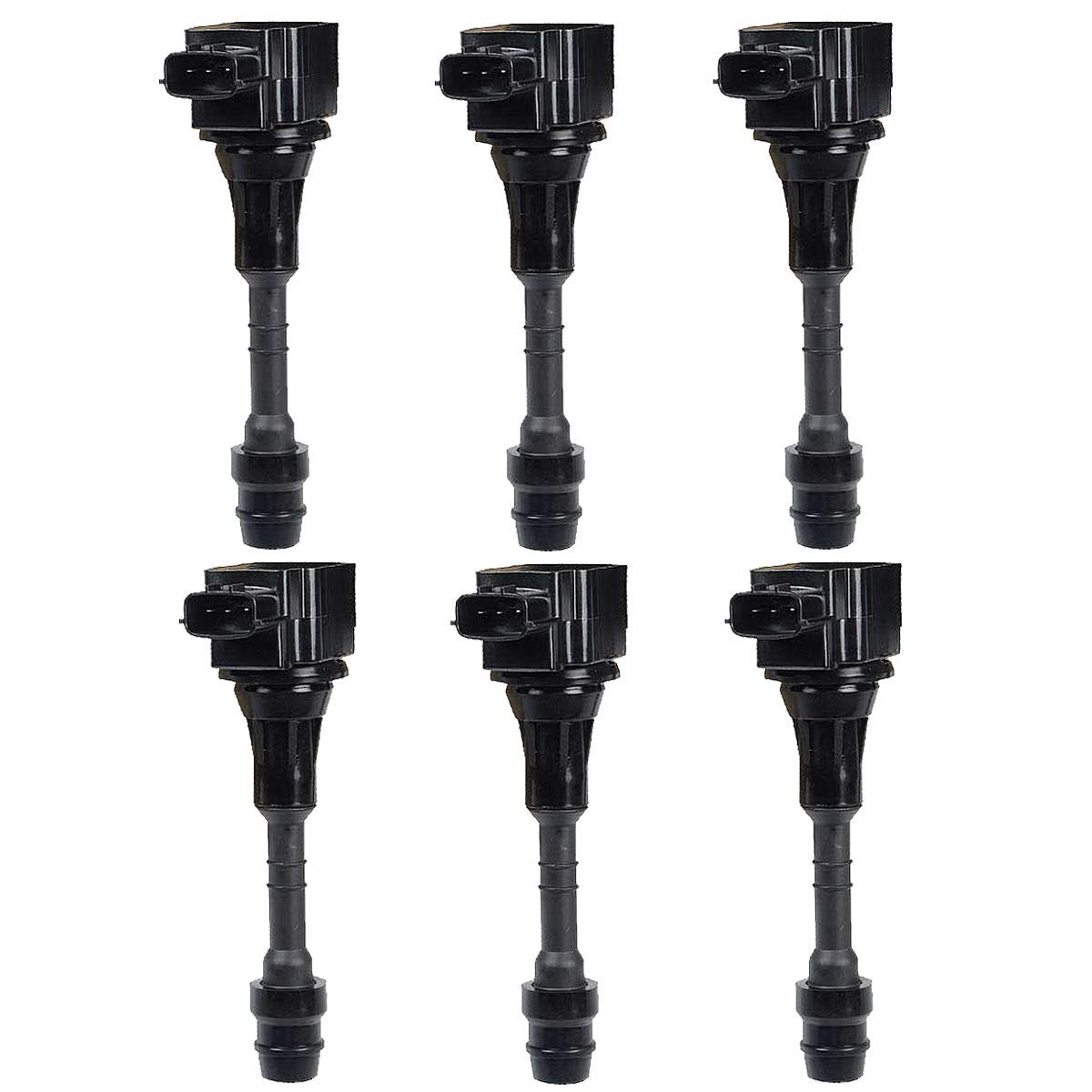 High Performance Ignition Coil Pack Set - Compatible with Infiniti Q45 2002-2006, M45 2003-2004 & 2006-2010, FX45 2003-2008 - V8 4.5L Engine - 6-Piece Kit - Improves Engine Performance & Fuel Efficiency