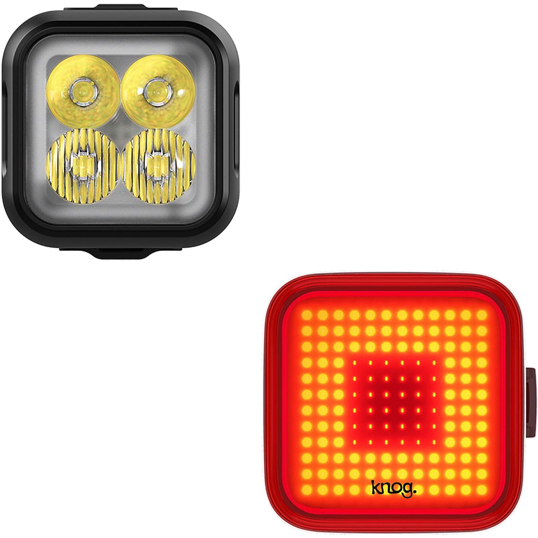 KNOG Blinder Pro 900 Bike Light Set with Square Rear Light - High Visibility 900 Lumen Front & Rear Bicycle Lights for Night Cycling, Commuting, and Mountain Biking