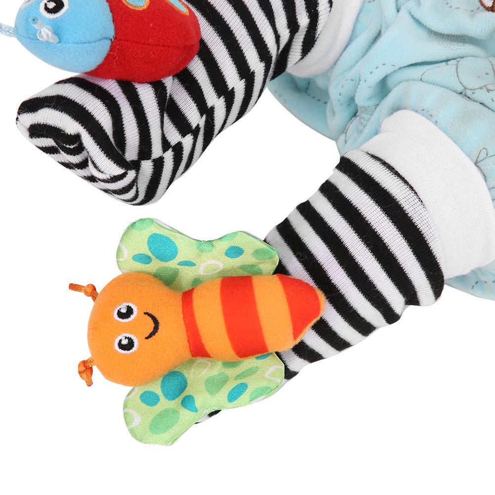 4Pcs Baby Wristband and Socks Rattle Toys - Soft Infant Sock Hanging Toy with Wrist Rattles for Newborns & Babies - Perfect for Playtime, Tummy Time & Sensory Development