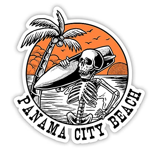 Squiddy Panama City Beach Vinyl Sticker - Waterproof Decal for Car, Laptop, Notebook, Phone (5 Inch) - Perfect for Travelers, Surfers & Beach Lovers