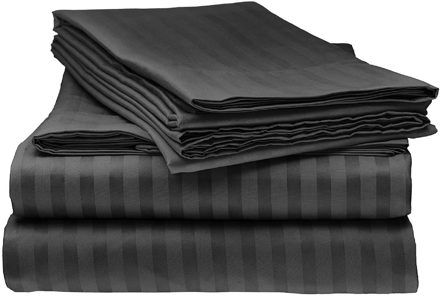 800 Thread Count 5-Piece Split King Sheets Set - 100% Long Staple Cotton Bedding with Black Stripe for Adjustable Beds | Deep Pocket Fits Mattress Up to 24