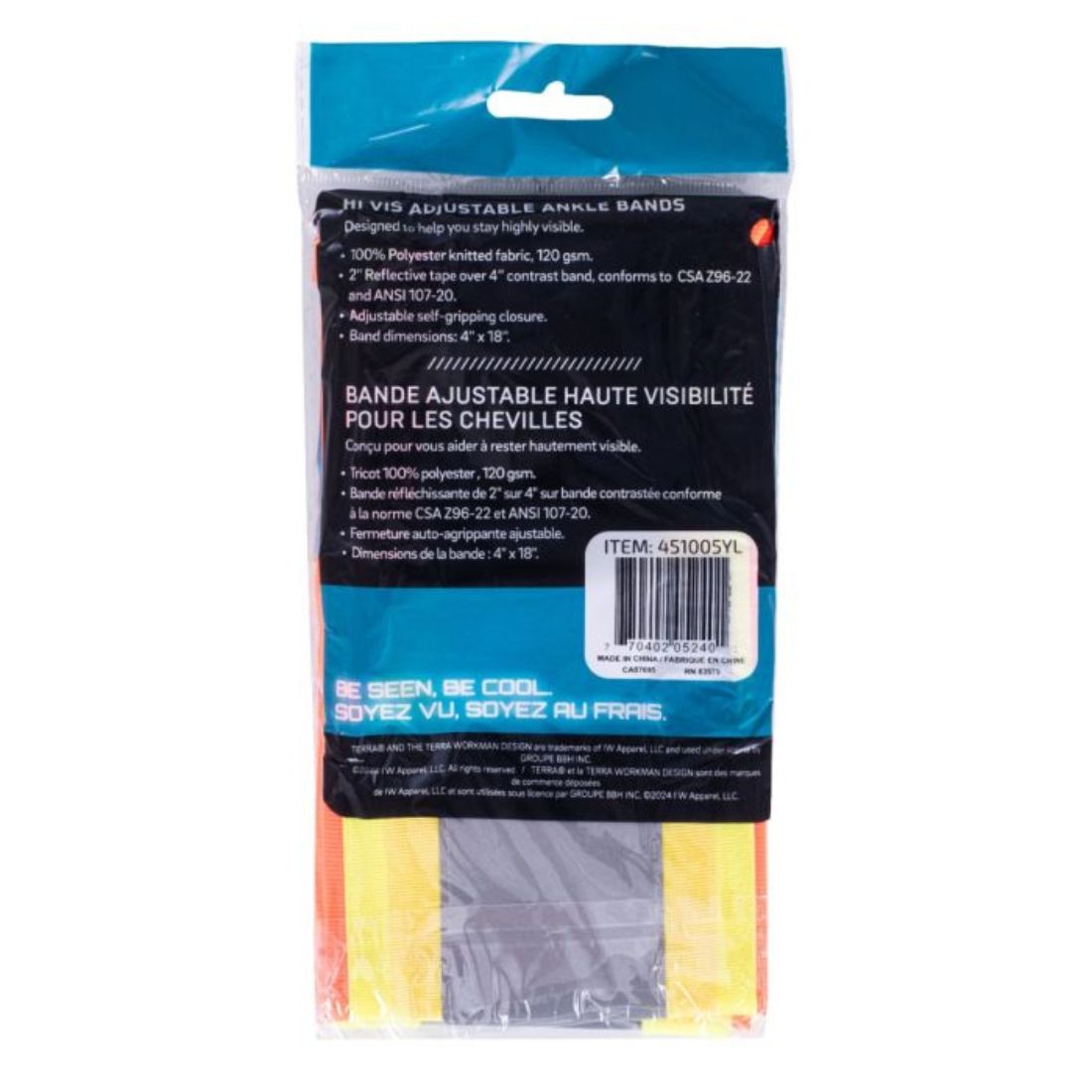 Terra Adjustable High Visibility Ankle Bands 451005 - Reflective Safety Gear for Running, Cycling & Nighttime Outdoor Activities
