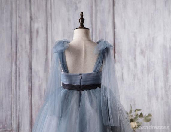 Elegant Dusty Blue Tulle Flower Girl Dress | A-Line Little Girl Formal Gown | Affordable Junior Bridesmaid Dress FG056 | Perfect for Weddings, Parties & Special Occasions