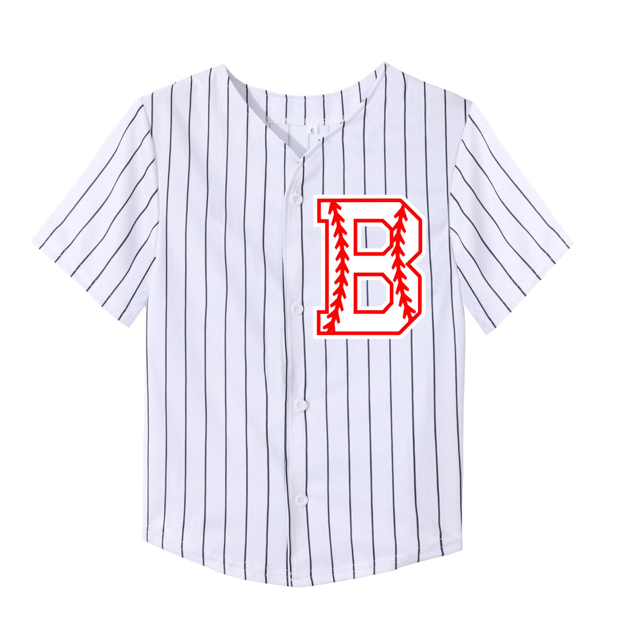 Custom Kids Baseball Jersey with Letter Printing - Lightweight Button-Up Sport Shirt for Boys & Girls (Ages 2-14) - Perfect for Softball Games, Team Uniforms & Casual Wear