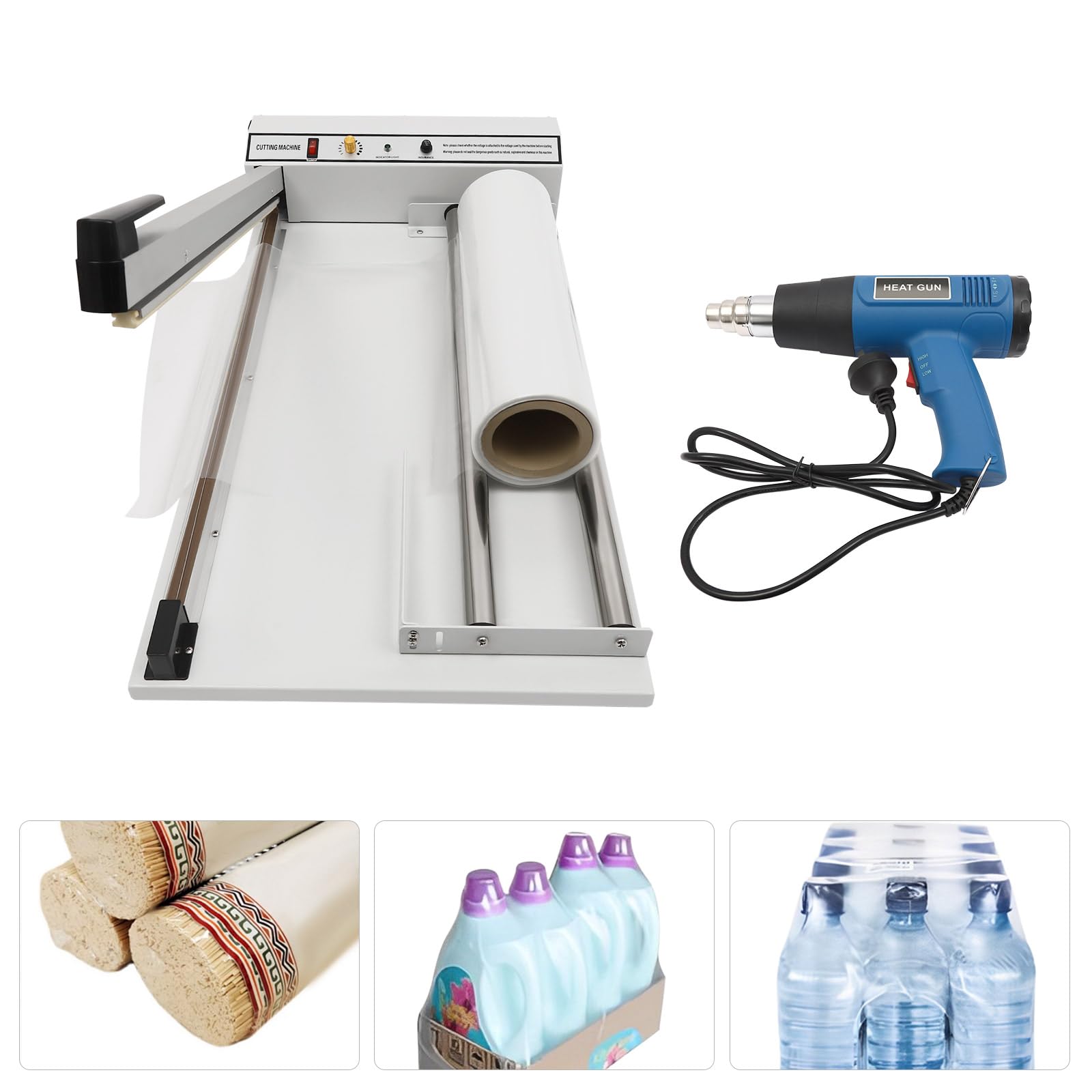 1500W Shrink Wrap Sealer Machine with 530W Heat Gun - Professional Heat Sealing Equipment for PP, PE, PVC & POF Films - Perfect for Packaging, Shipping & Product Protection