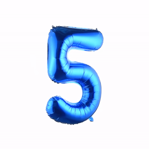 Balloonify Blue Mylar Number 5 Balloon - 40 Inch Large Foil Balloon for Birthday Parties, Baby Showers & Anniversary Decorations (1 Count Box)