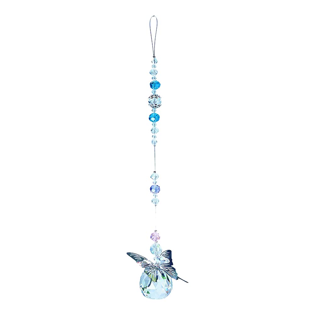 Winnereco Crystal Butterfly Wind Chime - Rainbow Prism Sun Catcher with Hanging Pendant for Outdoor Garden Decor, Window Ornament & Feng Shui Home Accessories