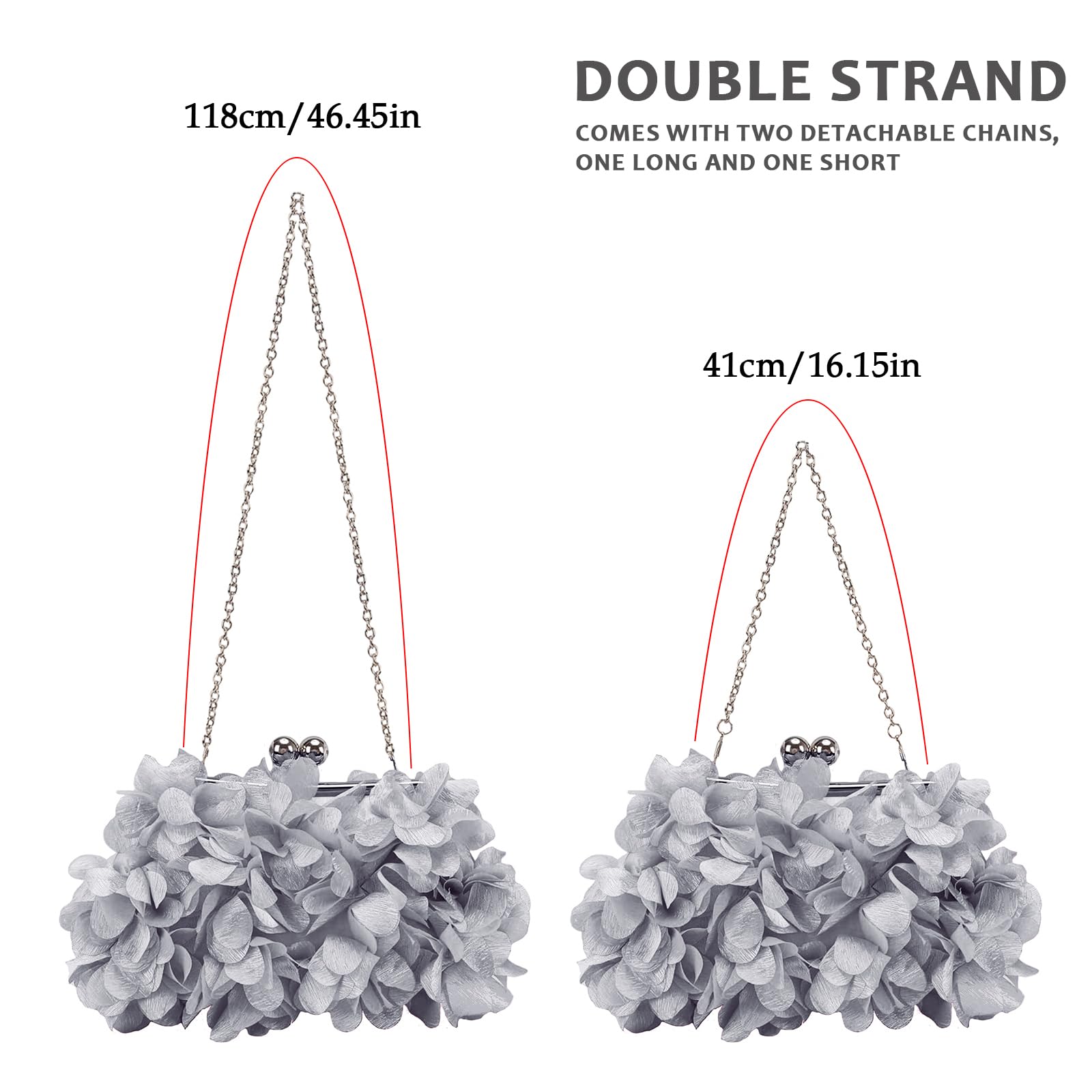 LAKSMI Women's Floral Applique Clutch Evening Bag - Detachable Chain Shoulder Purse for Weddings, Parties & Formal Events | Elegant Handbag for Women