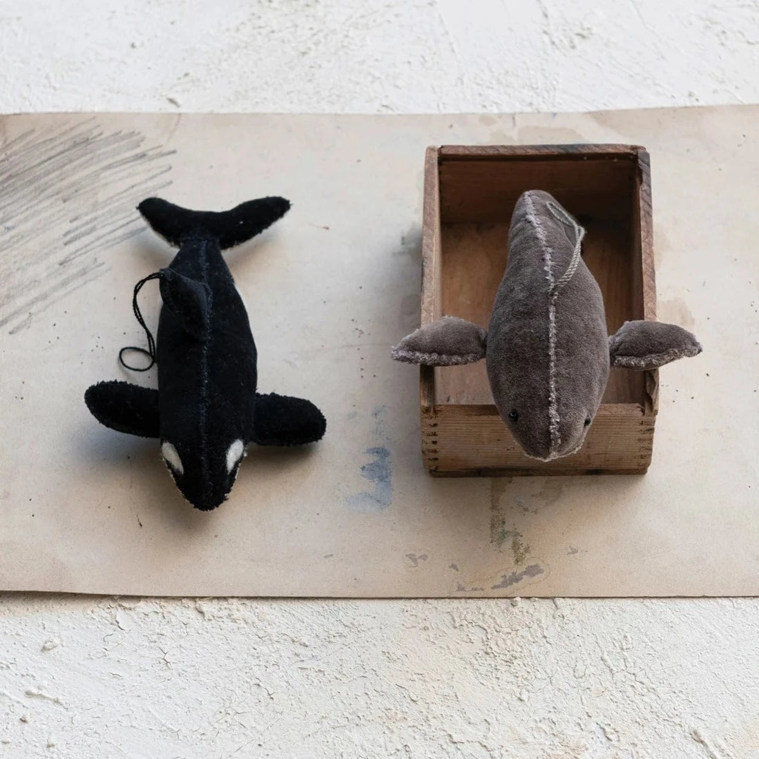Handmade Cotton Velvet Whale Plush Toy - Soft Stuffed Animal Decor for Nursery, Baby Shower Gift & Home Decoration