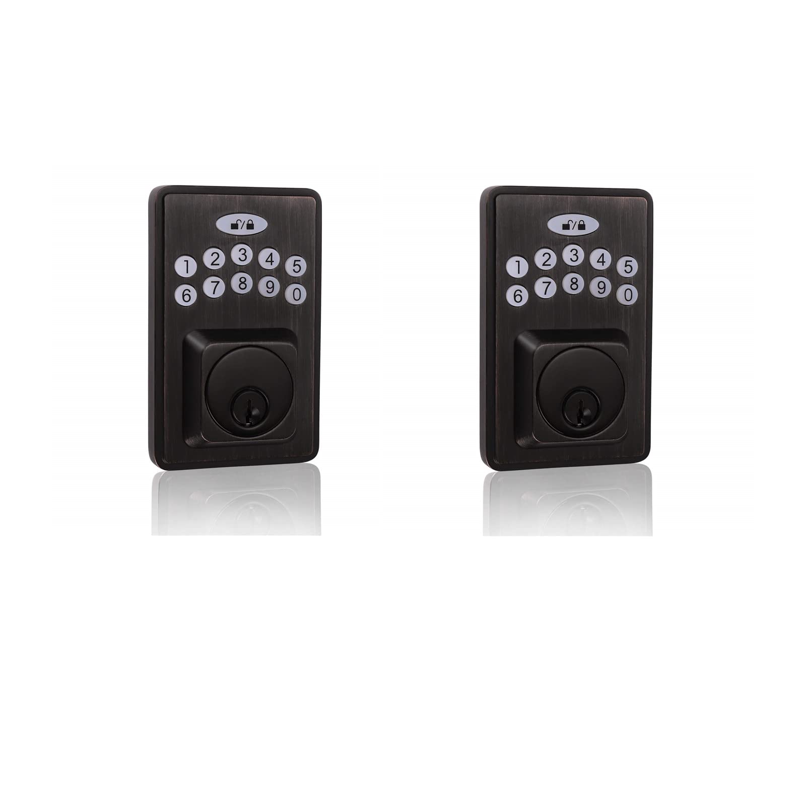 Probrico Keyless Entry Smart Deadbolt Lock - Electronic Keypad Door Lock with 100 User Codes, 1-Touch Motorized Locking, Oil Rubbed Bronze Finish (2 Pack) - Perfect for Home, Office & Apartment Security
