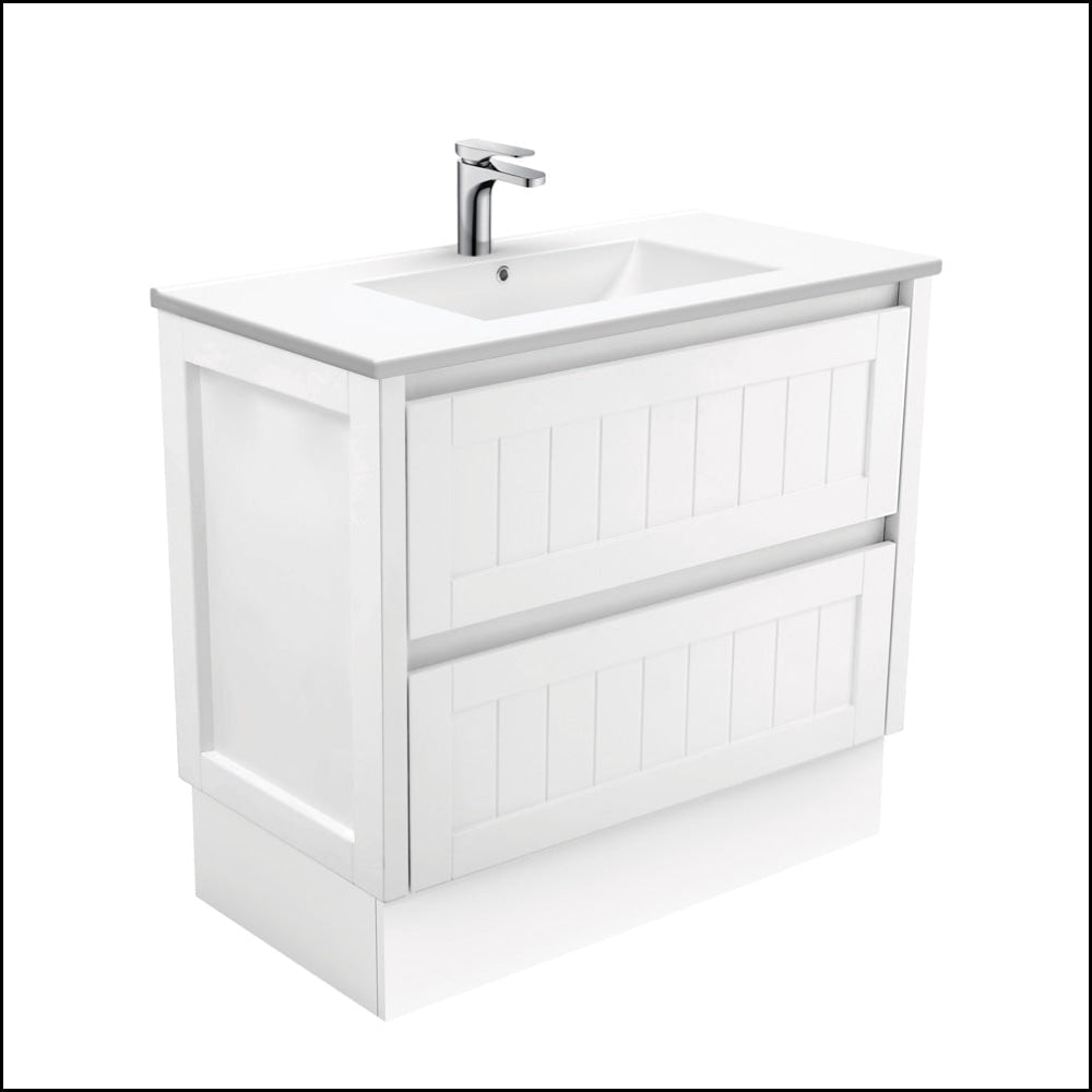 Fienza Dolce 900mm White Bathroom Vanity Unit with Kickboard - Modern TCL90TK Hampton Design for Small Spaces | Perfect for Apartments, Guest Bathrooms & Powder Rooms