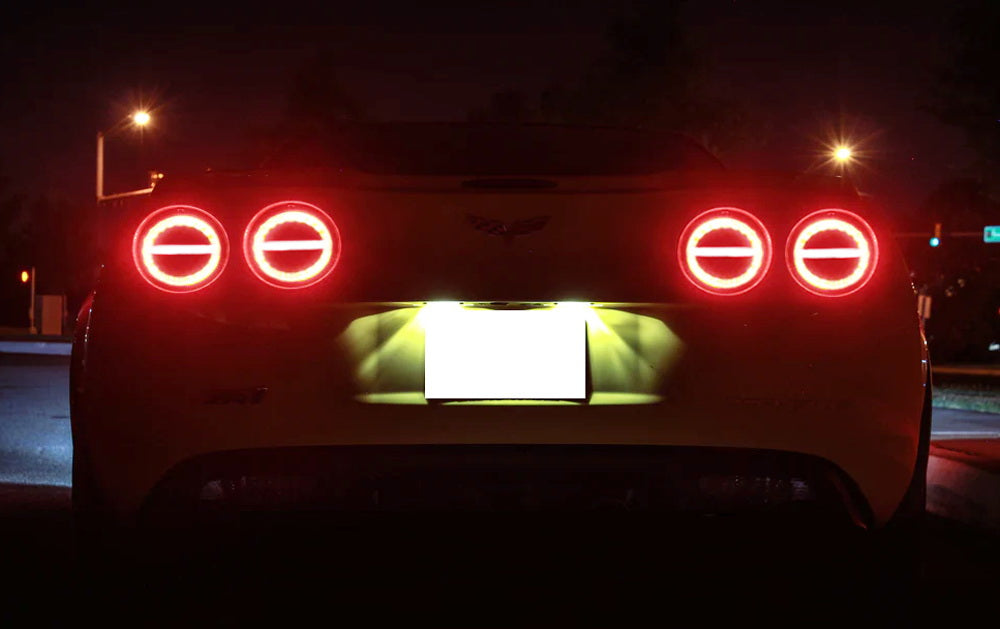 05-13 C6 Corvette LED Halo Headlights with Clear Lens & Black Housing - Laser Tail Lights for Enhanced Visibility - Perfect for Night Driving & Car Shows