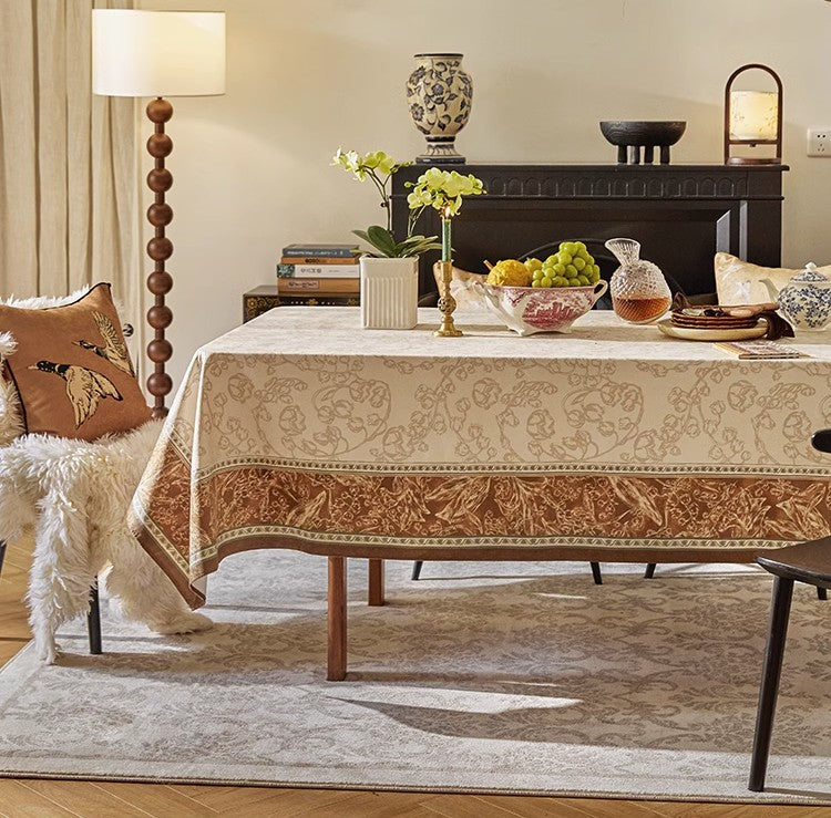 Extra Large Modern Rectangular Tablecloth - Waterproof Washable Dining Table Cover for Farmhouse, Kitchen & Living Room - Floral Vintage Design Fits Round, Square & Rectangle Tables - Perfect for Dinner Parties, Holidays & Home Decor
