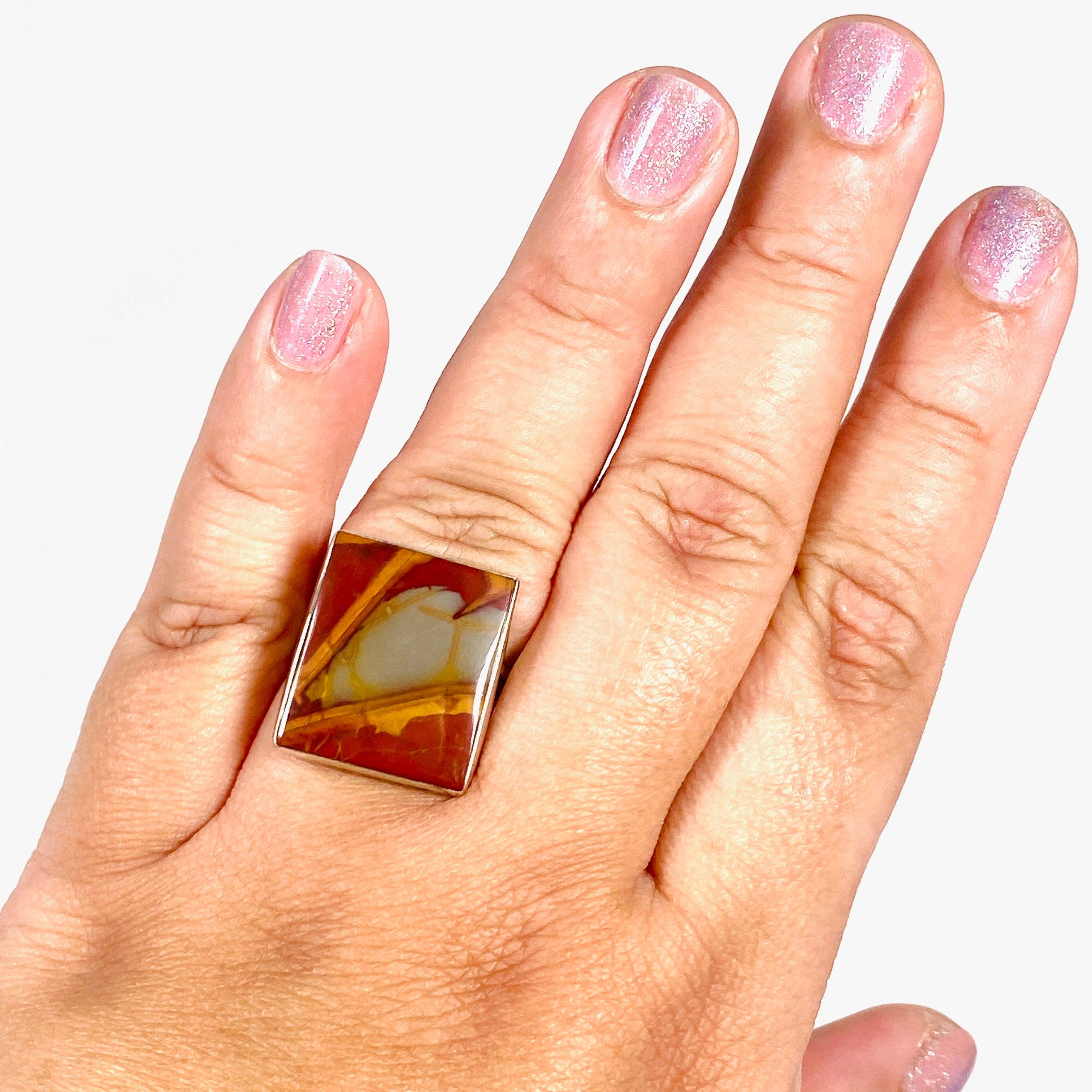 Natural Pilbara Noreena Jasper Rectangular Ring - Size 11 - KRGJ2225 - Handmade Gemstone Jewelry for Women - Perfect for Boho Style, Gift Giving & Spiritual Healing