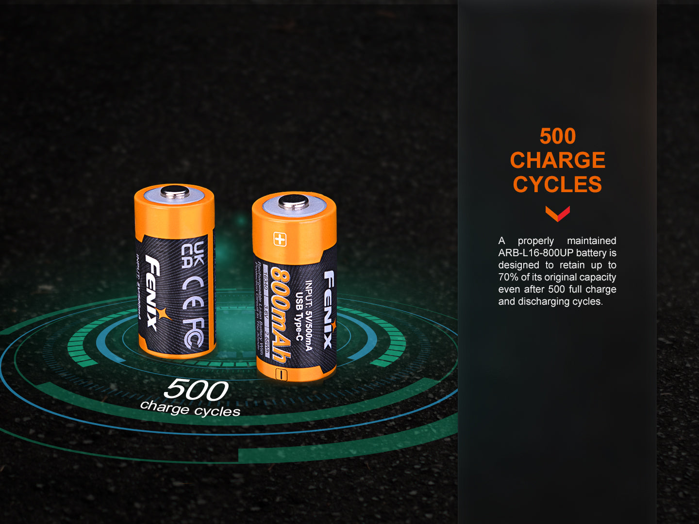 Fenix ARB-L16 800 Lumens USB-C Rechargeable 16340 Battery - Perfect for Tactical Flashlights, Emergency Kits & Outdoor Adventures