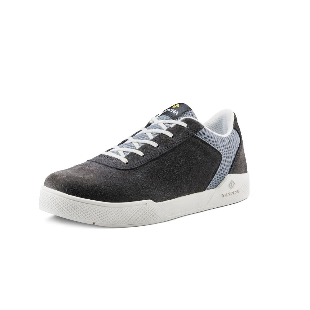 Terra Mullen Men's Aluminum Toe Skate Shoes - Black/White Safety Work Shoes for Construction & Warehouse - Lightweight Athletic Sneakers for Industrial Workers