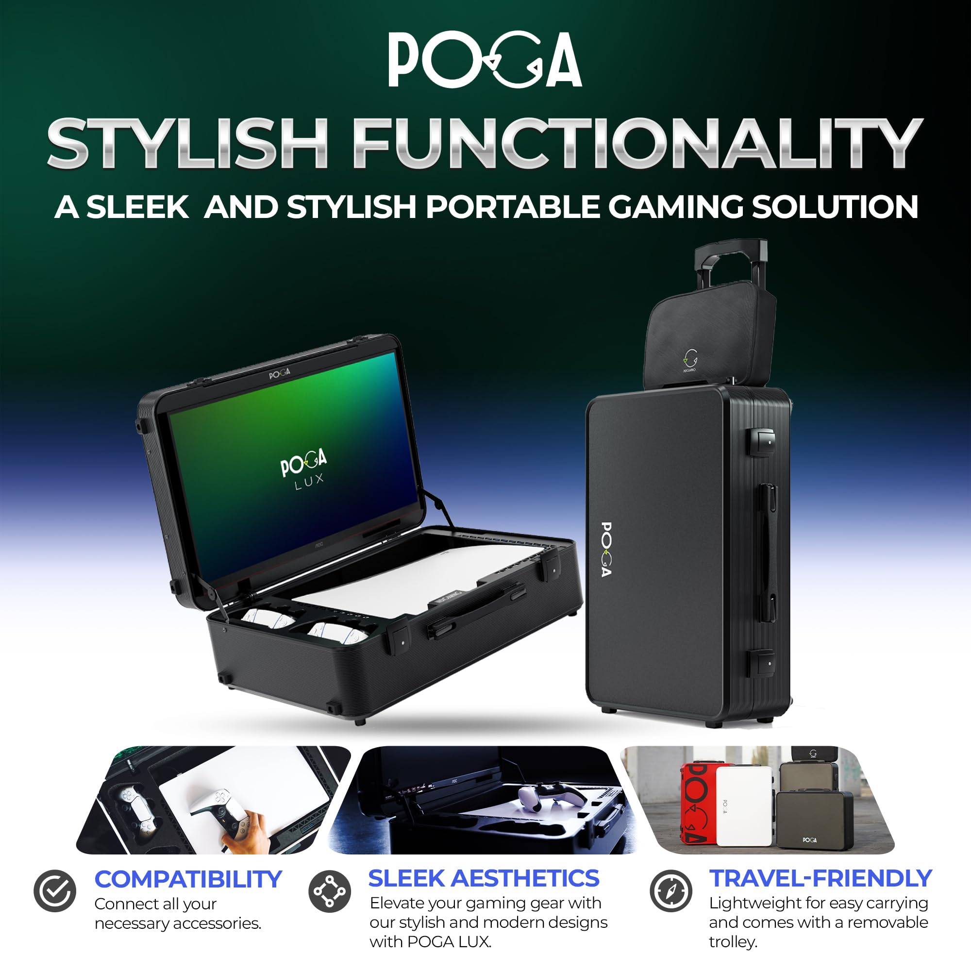 POGA LUX PlayStation 5 Premium Portable Travel Case with Trolley & 24