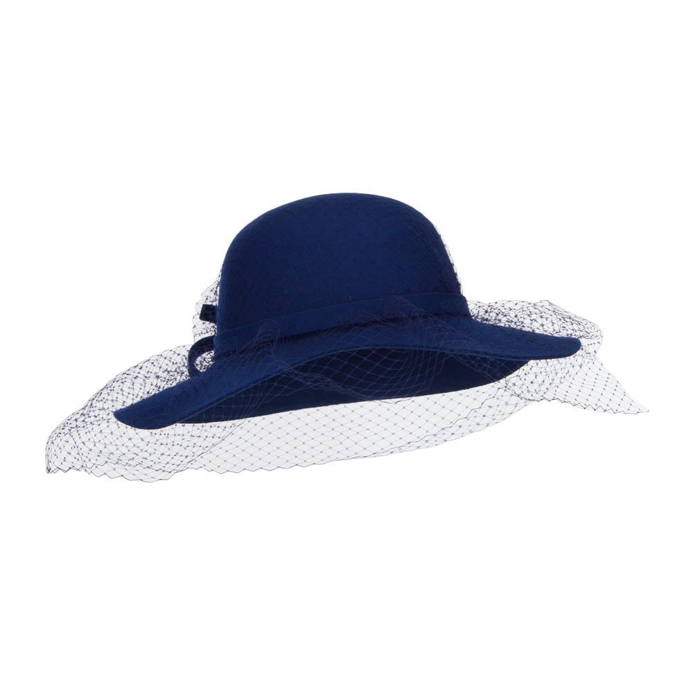 Wool Felt Floppy Hat with Net - Stylish Sun Protection for Outdoor