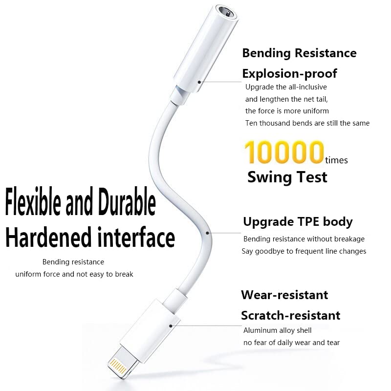Apple MFi Certified Lightning to 3.5mm Headphone Jack Adapter - Compatible with iPhone 14/13/12/11/XS/XR/X/8/7 - Audio Dongle Converter for Music, Gaming & Hands-Free Calls