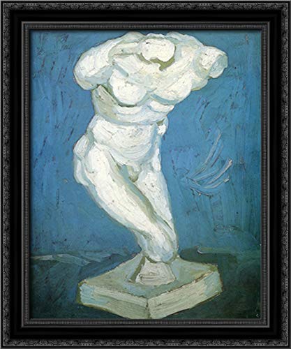 Vincent van Gogh Male Torso Plaster Statuette - 20x24 Inch Black Ornate Wood Framed Canvas Art - Perfect for Home Decor, Office Wall Art & Gift Ideas