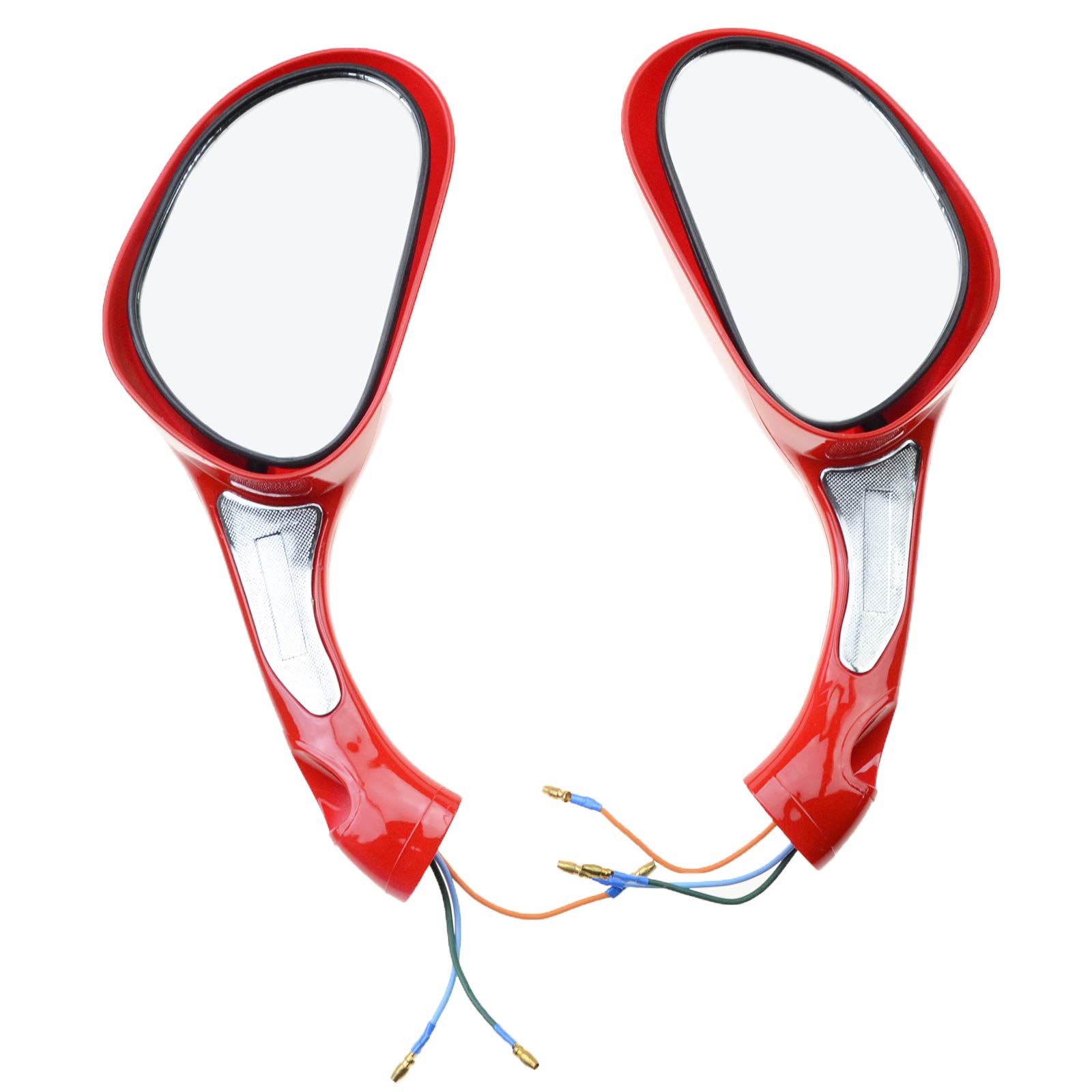GOOFIT 8mm Rearview Mirrors with LED Light - Universal Fit for 50cc 60cc 80cc 125cc 150cc 250cc Scooters & Mopeds - Durable Motorcycle Side Mirrors for Enhanced Safety and Night Riding