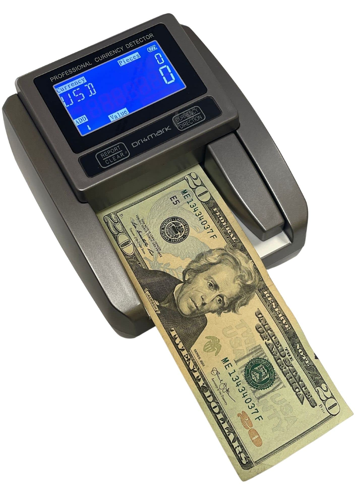 Dri Mark Counterfeit Detector Machine - 5-in-1 Automatic Bill Checker with Magnetic, Infrared & Watermark Detection | Compact Portable Money Validator for Cashiers, Banks & Retail Stores
