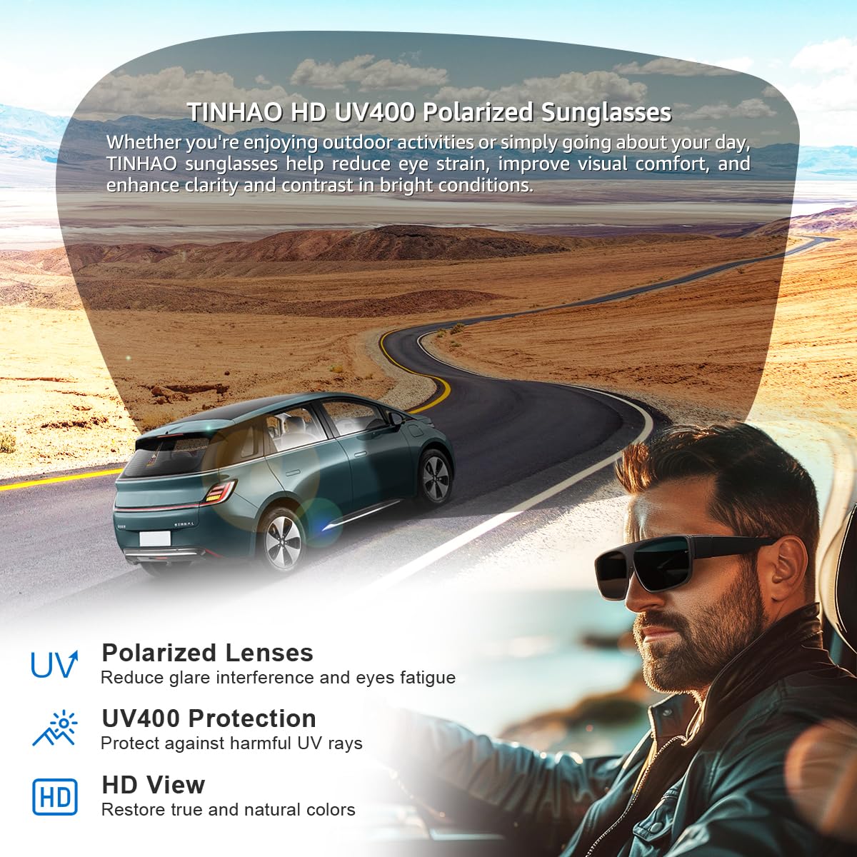Polarized Flip-Up Fit Over Sunglasses for Men - 100% UV Protection - Ideal for Driving, Outdoor Sports & Daily Wear
