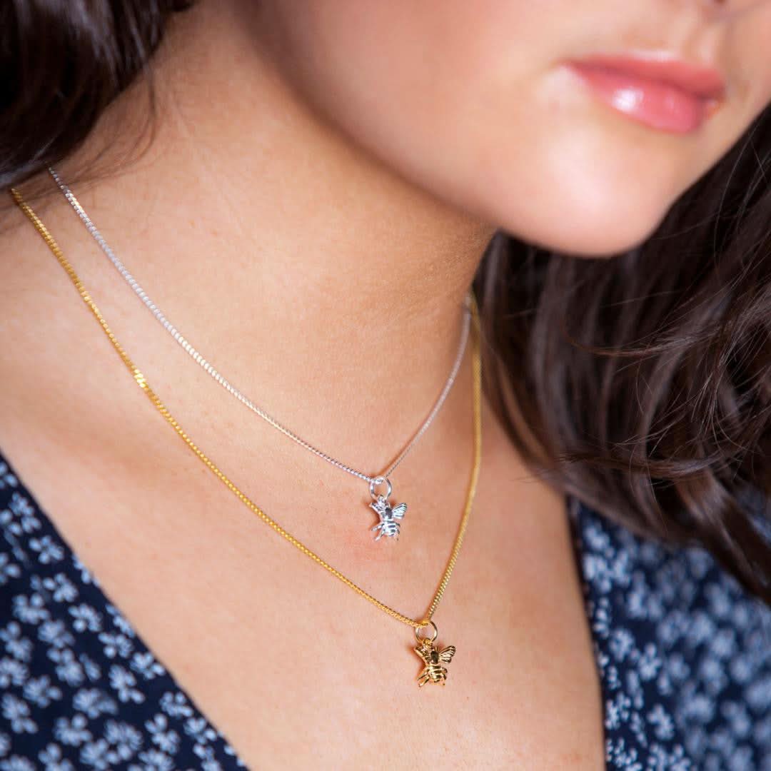Bee Pendant Necklace - Sterling Silver Jewelry for Women, Elegant Bee Charm Pendant for Everyday Wear or Special Occasions
