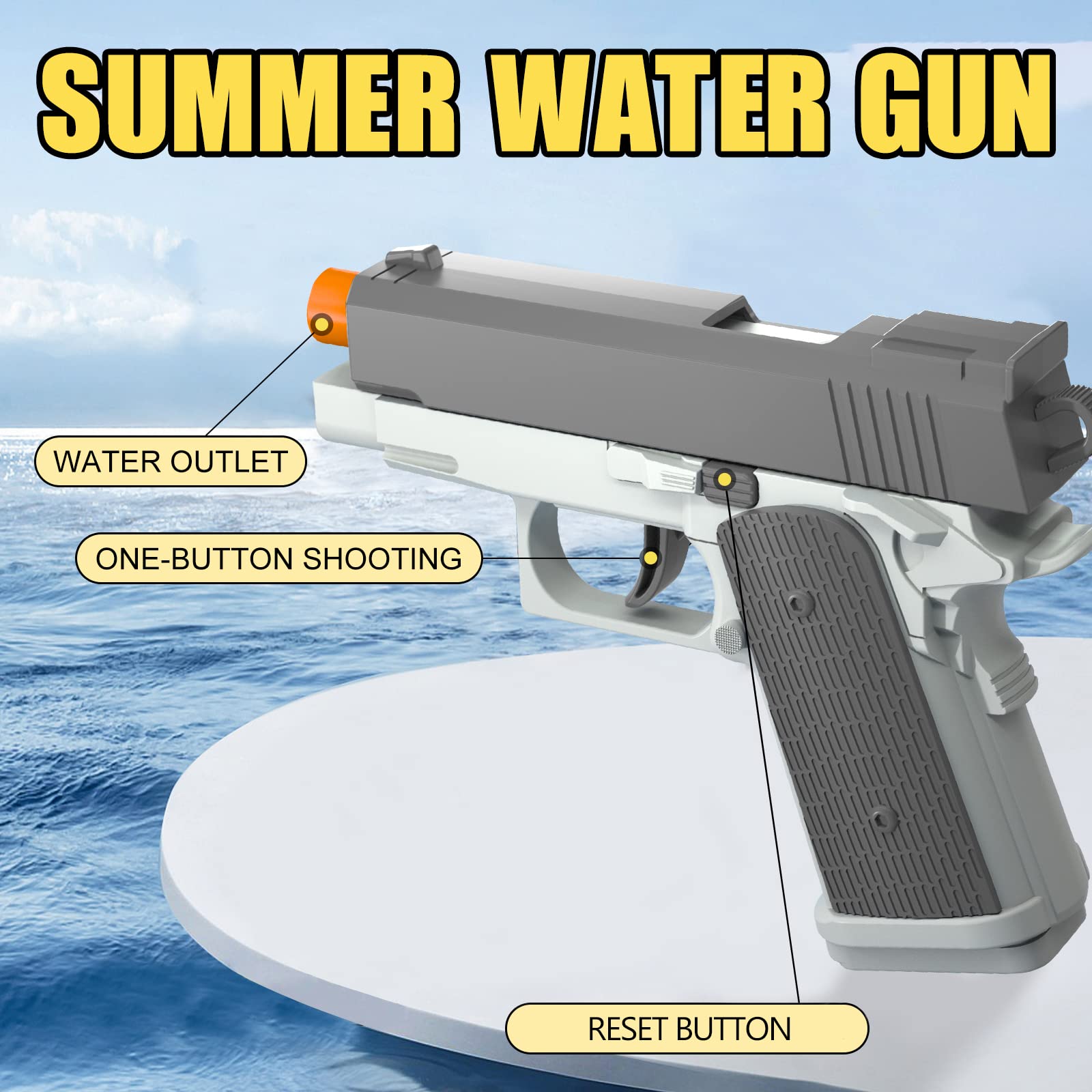 2 Pack Water Guns for Kids & Adults - Long Range Water Blaster Pistol, Outdoor Summer Water Soaker Toys for Pool, Beach, Backyard Battles & Water Fights