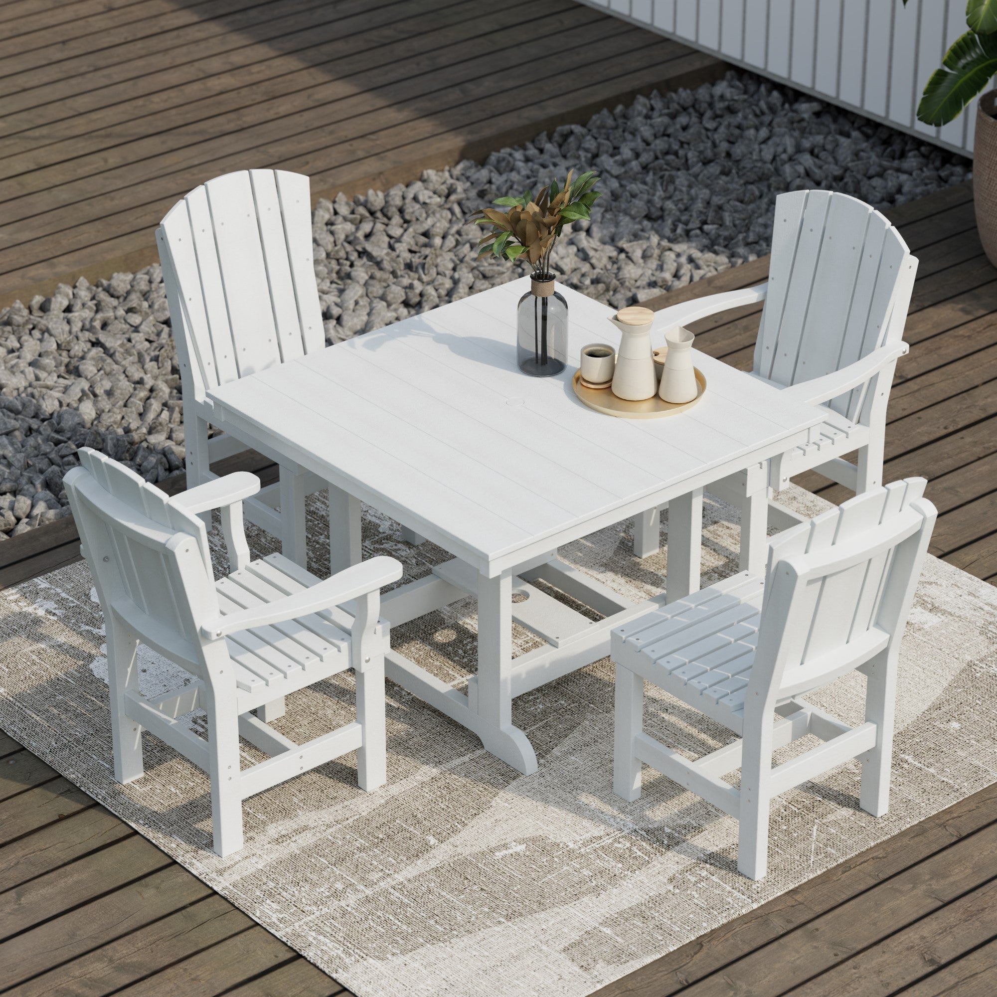 Heritage 5-Piece 44x44 Inch Square Outdoor Dining Set with Cushions - Perfect for Patio, Garden, and Backyard Entertaining