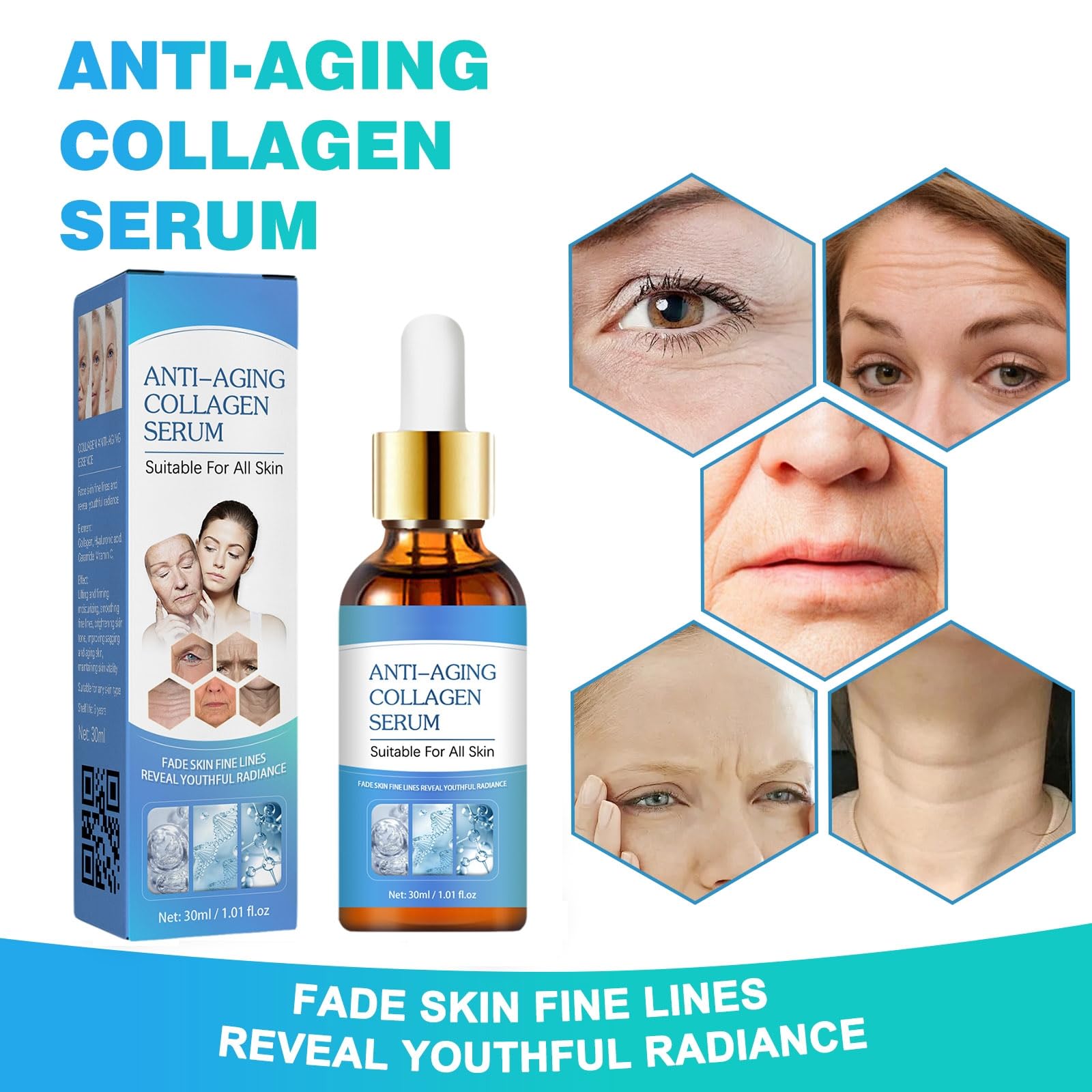 3 Pcs Olavita Vitamin C & E Facial Serum - Anti-Aging Face Tightening Serum for Women, Plumping Skin Essence with Collagen Boost | Day & Night Moisturizer for Glowing Skin