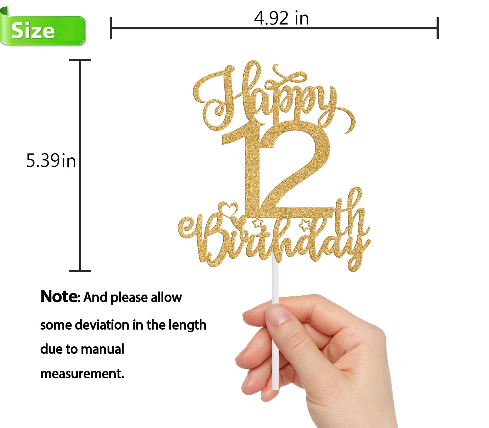 12th Birthday Cake Topper - Gold 'Cheers to 12 Years' Cake Decorations for Pre-Teen Party Supplies | Perfect for 12 Year Old Birthday Celebrations, Home Decor & Special Occasions