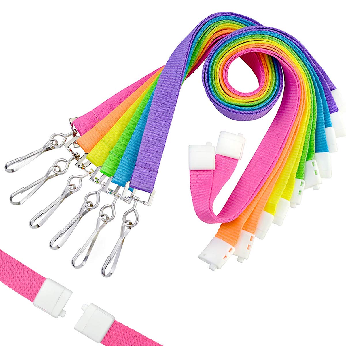 Bright Neon Lanyards 6-Pack with Swivel Hook - for School IDs, Work Badges & Cruise Cards