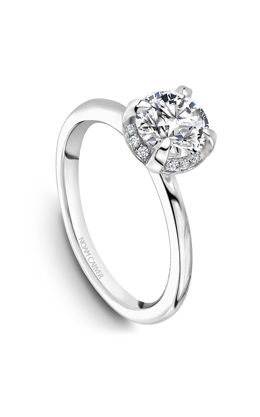 Noam Carver B520 01A Diamond Engagement Ring for Women - 14K White Gold Bridal Wedding Band, Perfect for Proposals, Anniversaries & Special Occasions