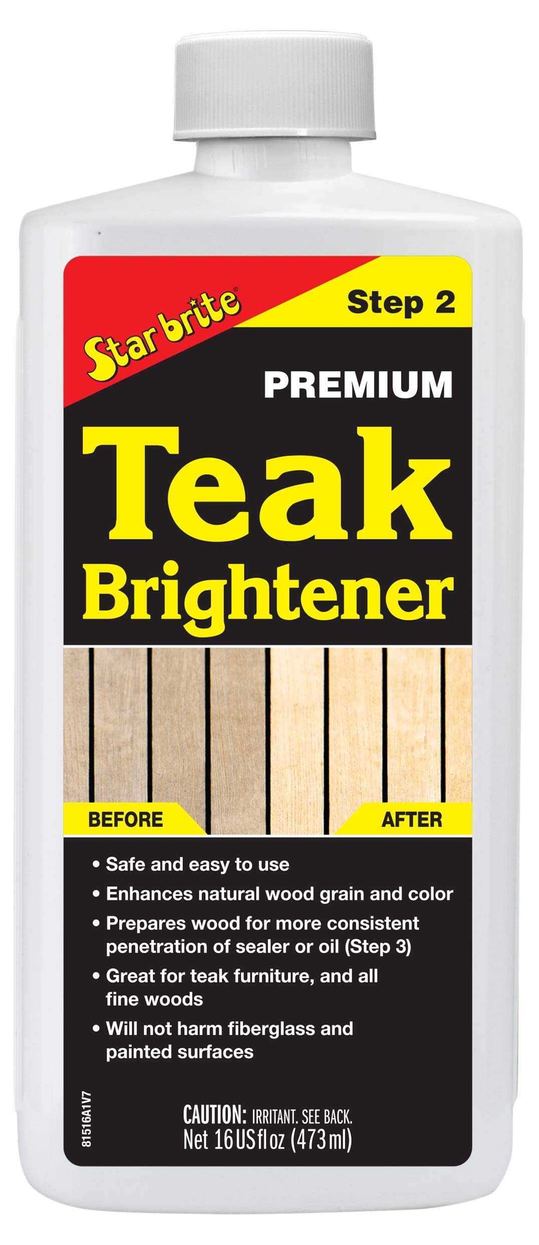 Star Brite Premium Teak Brightener – Restores & Enhances Natural Wood Grain, Color & Shine | Prepares for Oil, Sealer or Stain Application | Perfect for Outdoor Furniture, Boat Decks & Teak Wood Restoration