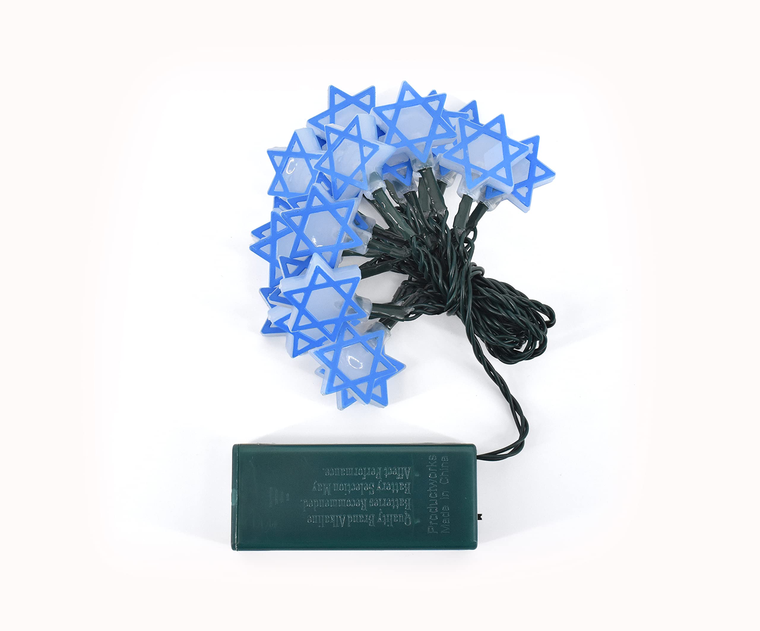 PRODUCTWORKS 20 Count Hanukkah Star of David LED String Lights - Battery Operated with ON/Off/Twinkle/Timer Modes - Perfect for Hanukkah Decorations, Christmas Tree Lights, Party Decor, and Home Lighting