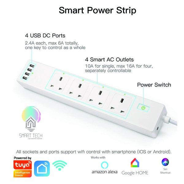 Tuya WiFi Smart Plug - 15A/1800W, Works with Alexa & Google Home, Remote Control & Timer, for Home, Office, Smart Devices (White) - Perfect for Lamps, Fans, Coffee Makers & Holiday Decorations