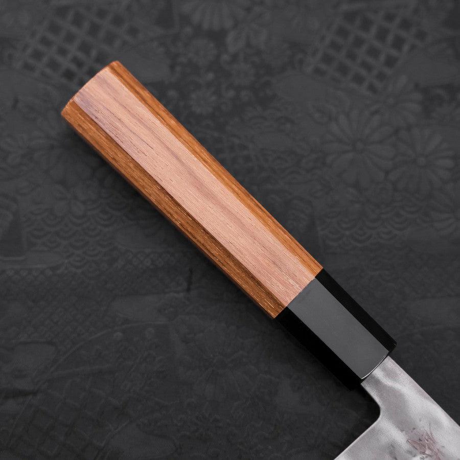 Premium Santoku Knife 165mm - Blue Steel #2 Nashiji Stainless Clad with Buffalo Teak Handle - Japanese Chef Knife for Slicing, Dicing & Chopping Vegetables, Meat & Fish - Perfect for Home Cooks & Professional Kitchens