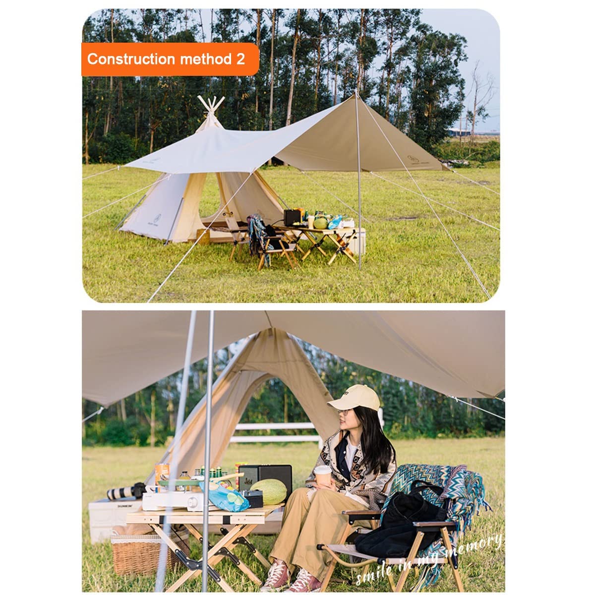 3-Person Pyramid Camping Tent with Double Door Ventilation - Lightweight Tipi Pagoda Tent for Outdoor Picnic, Party & Travel - Perfect for Adults, Hiking & Backpacking Adventures