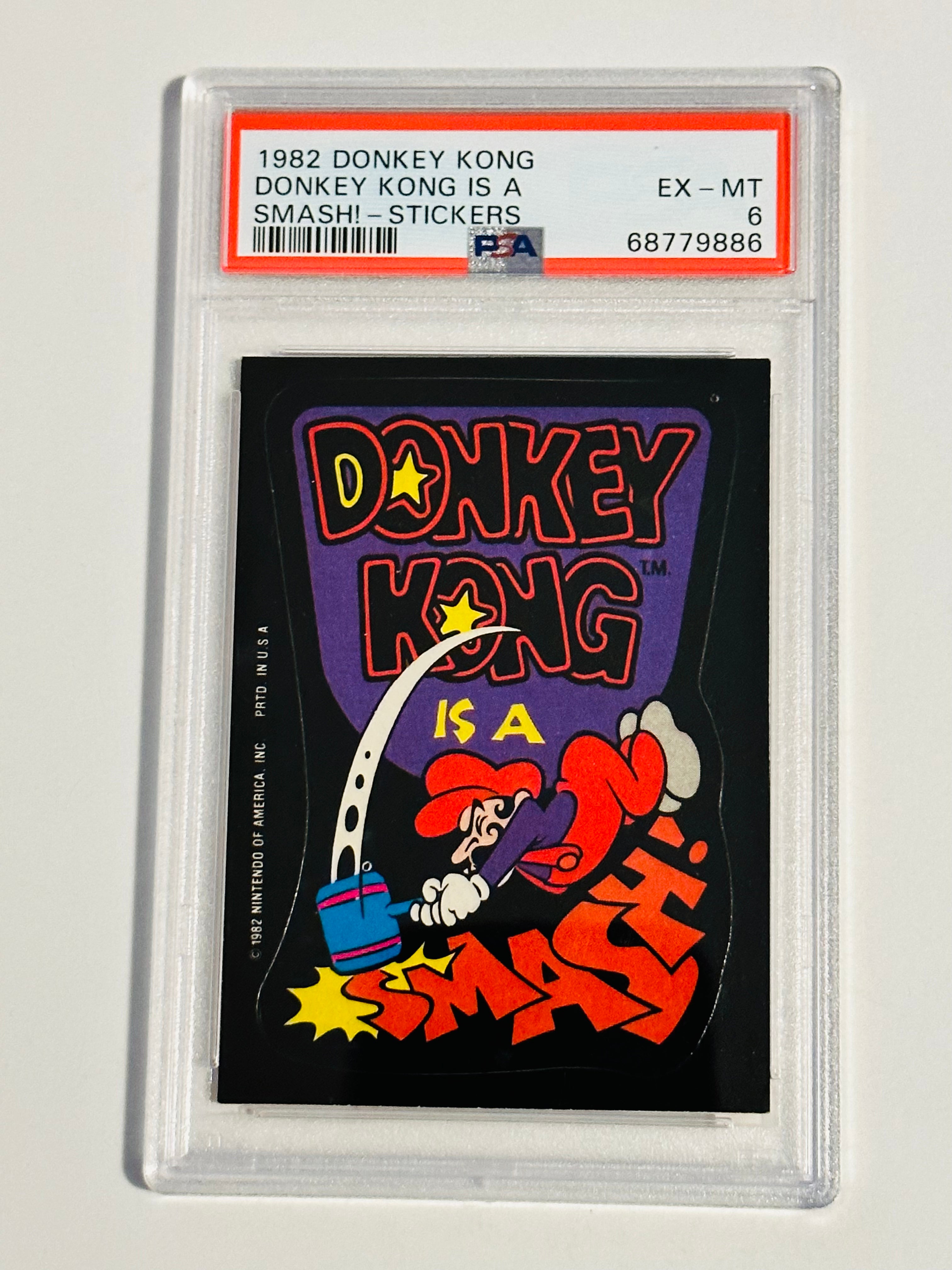 1982 Donkey Kong Arcade Game PSA 6 Graded Sticker - Perfect for Collectors, Gaming Enthusiasts & Retro Decor