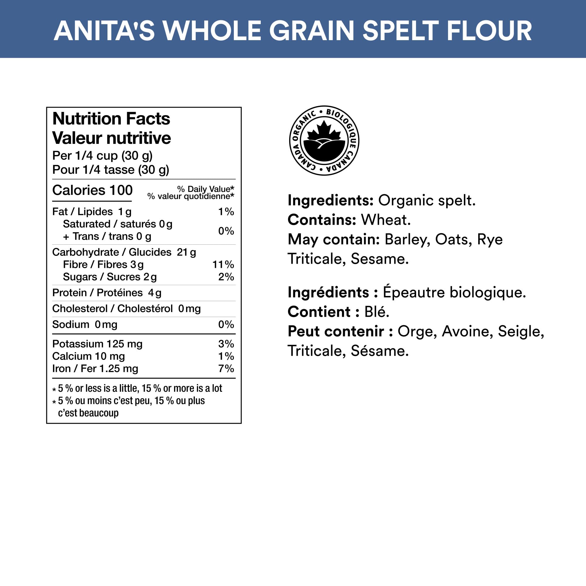 Organic Sprouted Spelt Flour 1kg - Anita's Organic Mill - Non-GMO, Whole Grain, High Protein - Perfect for Baking Bread, Cookies & Healthy Recipes - Made in Canada