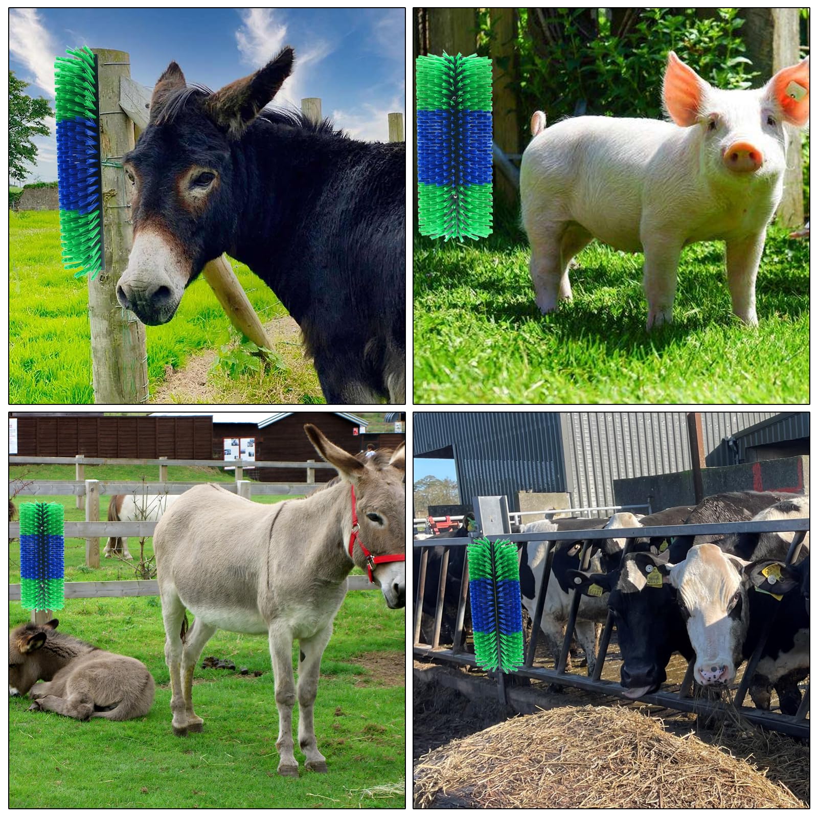 Livestock Scratching Brush - Full Body Massage Grooming Tool for Cows, Cattle, Goats, Sheep, Horses & Pigs - Heavy Duty Design with 4 Screws - Perfect for Barns, Stables & Farm Animal Care