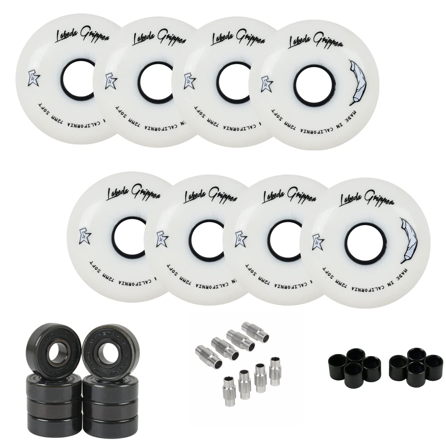 Labeda Gripper Glue Roller Hockey Wheels with Hybrid Ceramic Bearings - Choose Your Size for Indoor/Outdoor Rink Performance & Smooth Skating Experience