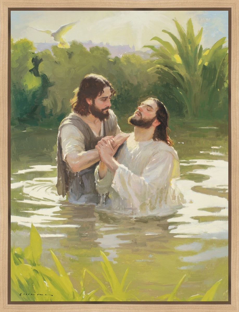 Baptism of The Savior Gallery Wrap Canvas - Religious Wall Art for Home & Church Decor - Perfect for Living Room, Bedroom, and Worship Spaces