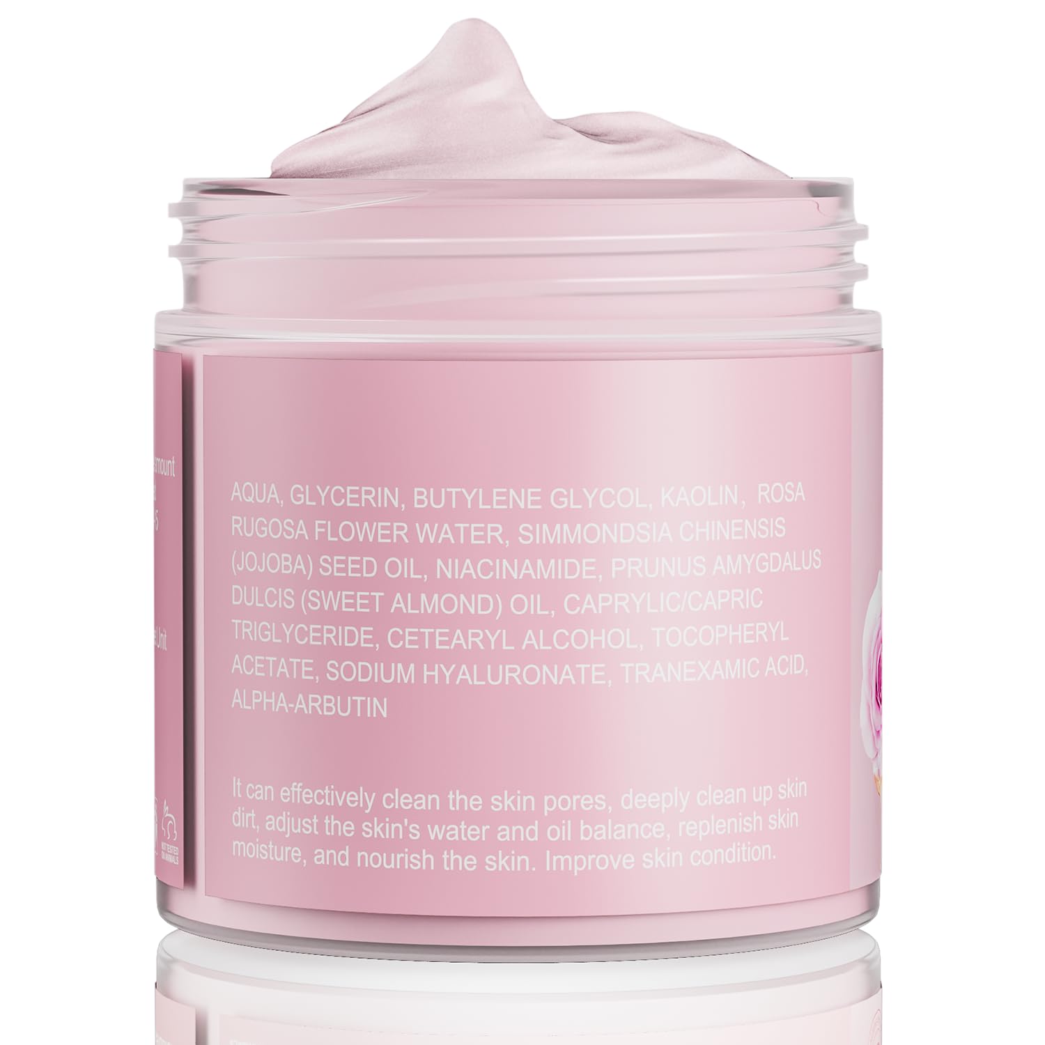 Rose Clay Facial Mask for Women & Men - Kaolin & Collagen Pink Clay Mask to Reduce Blackheads, Moisturizing & Gentle Skincare (5.29 oz) | Perfect Valentine's Gift & Daily Self-Care Treatment